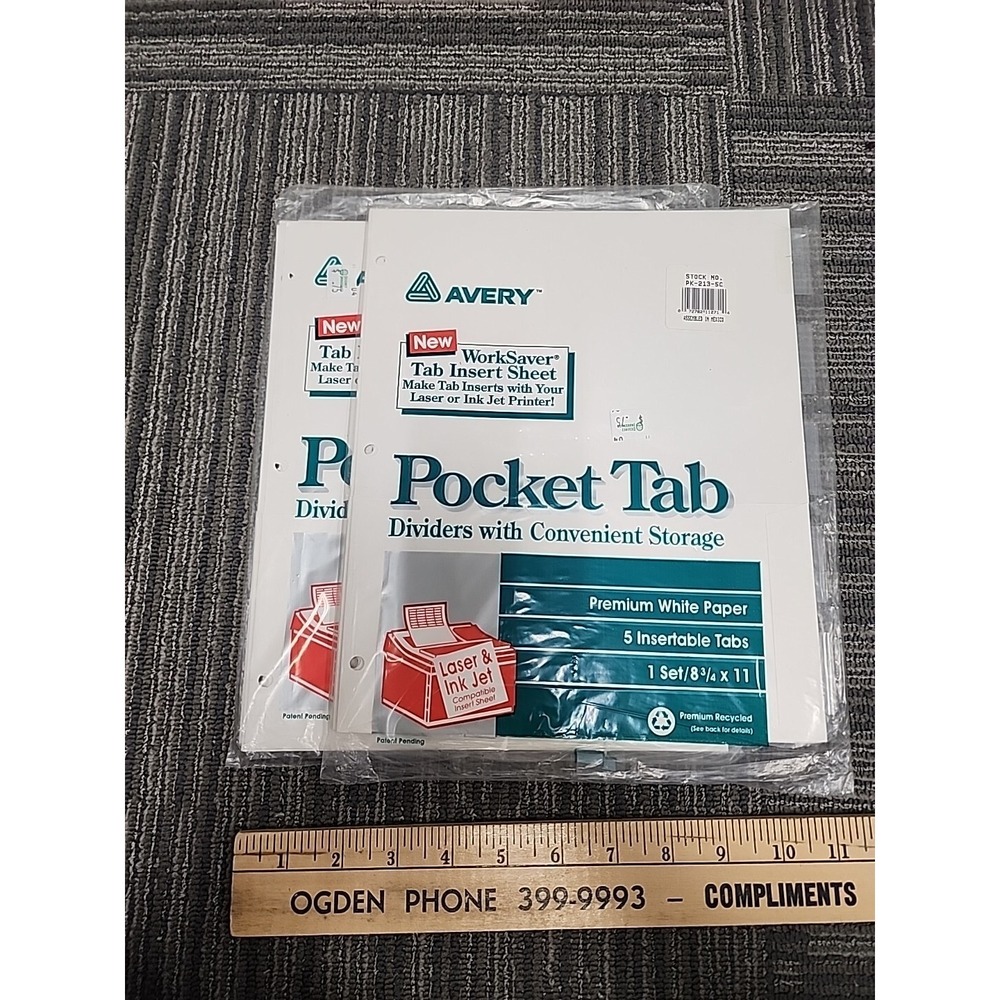 (2) 1996 Avery‎ Pocket Divider New In Package.